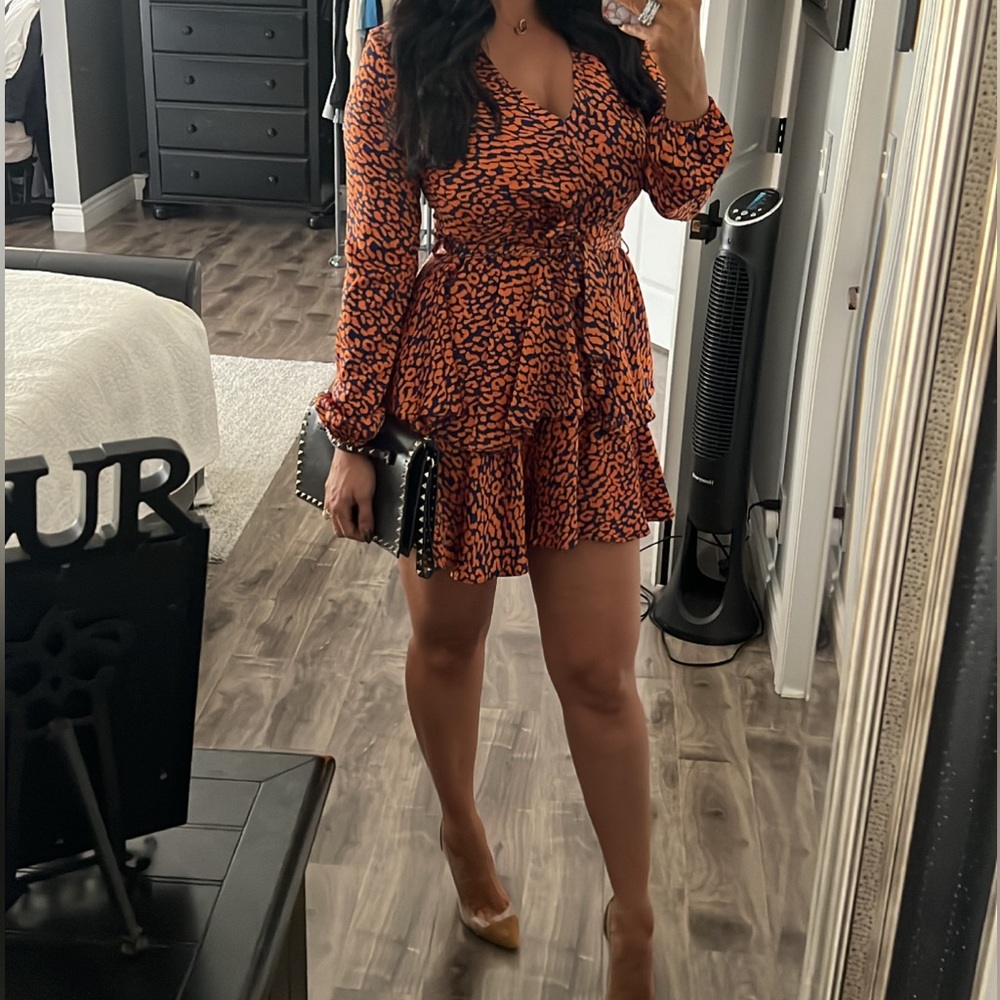 Orange and navy blue dress